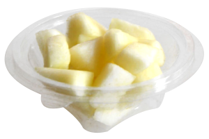 Tarrina redonda de 175 g, contiene melón troceado o cualquier otro tipo de fruta o combinación variada.