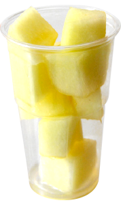 Vasos con tapa de 120 a 175 g, contiene melón troceado o cualquier otro tipo de fruta o combinación variada.