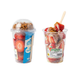 Fresas con leche condensada y galleta